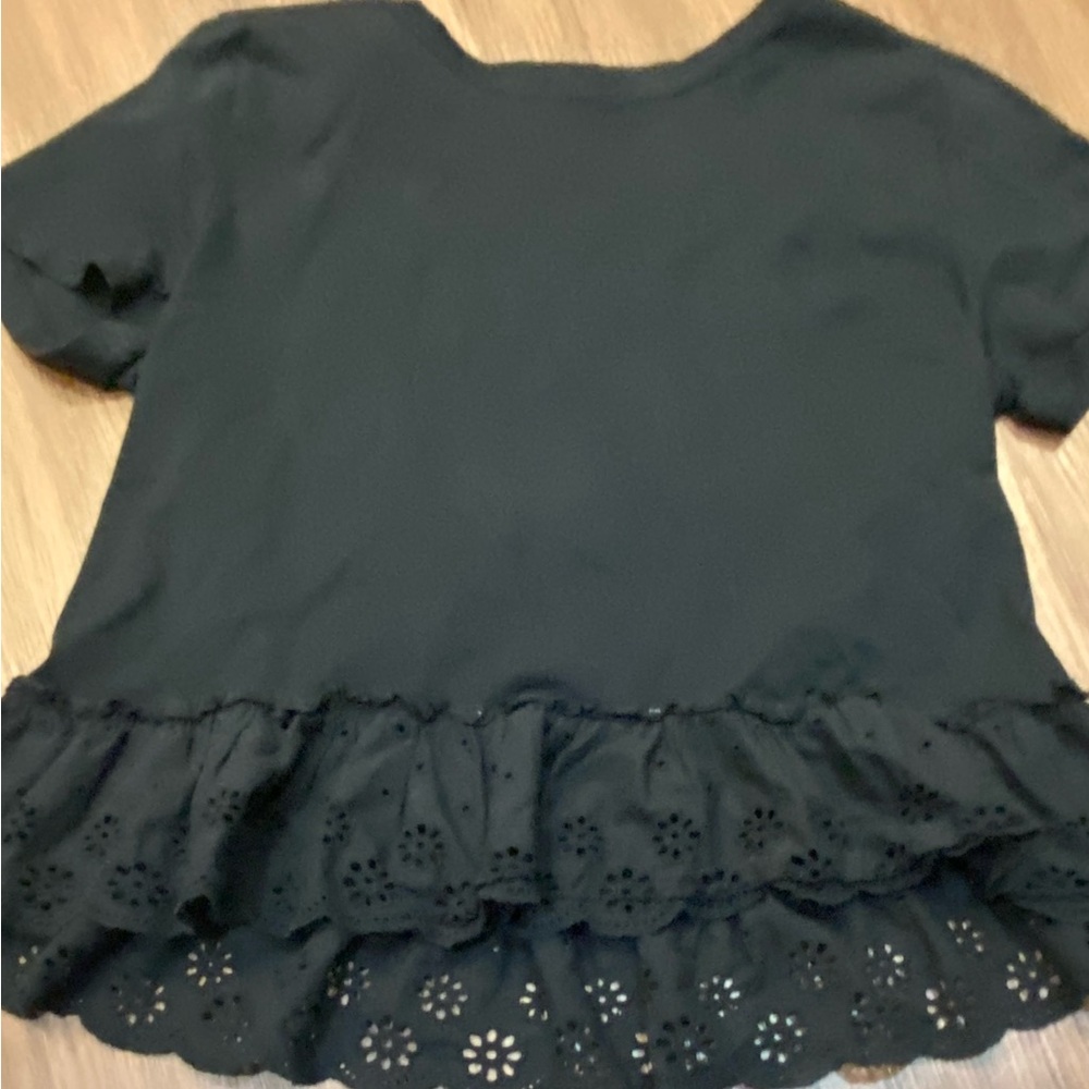 🔥‼️ENTIRE CLOSET BLOW OUT Sale J Crew Black Eyelet Ruffle Blouse.